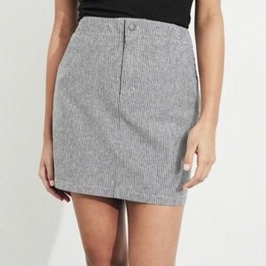Hollister Pinstripe Denim Mini Skirt Women's Small S Blue White Stripe Pockets